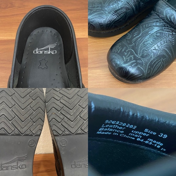 DANSKO 906020202 Professional Clog Black Tooled Leather Clogs Size 39 8.5-9US - Picture 12 of 16